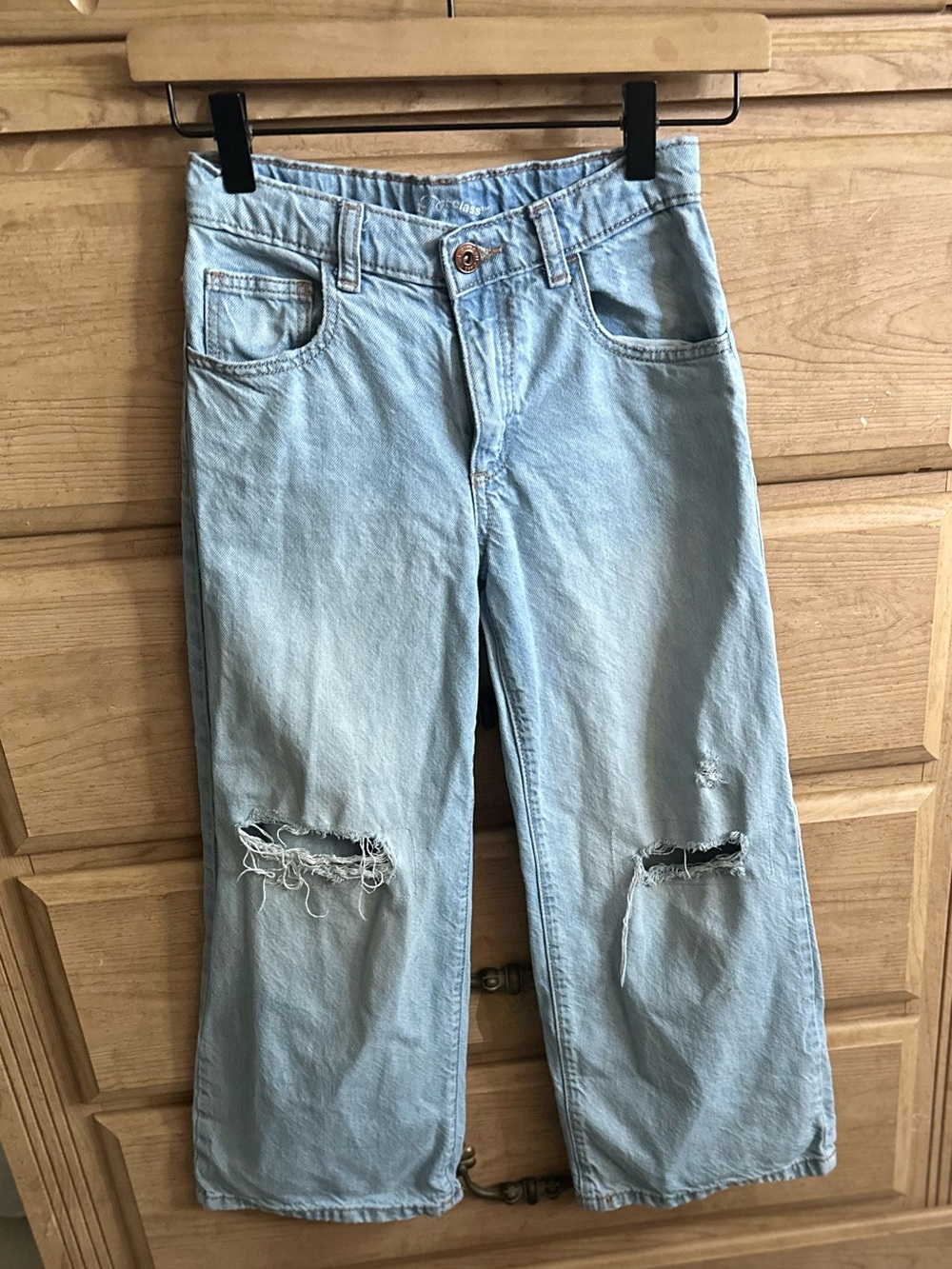 Light Wash Distressed Baggy Jeans - Casual Straight Fit | Youth 7 by art class